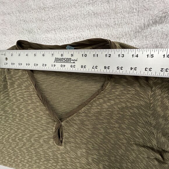 Left of Center Womens Small Olive Green Textured Knit Long Sleeve Top Casual - Picture 6 of 8
